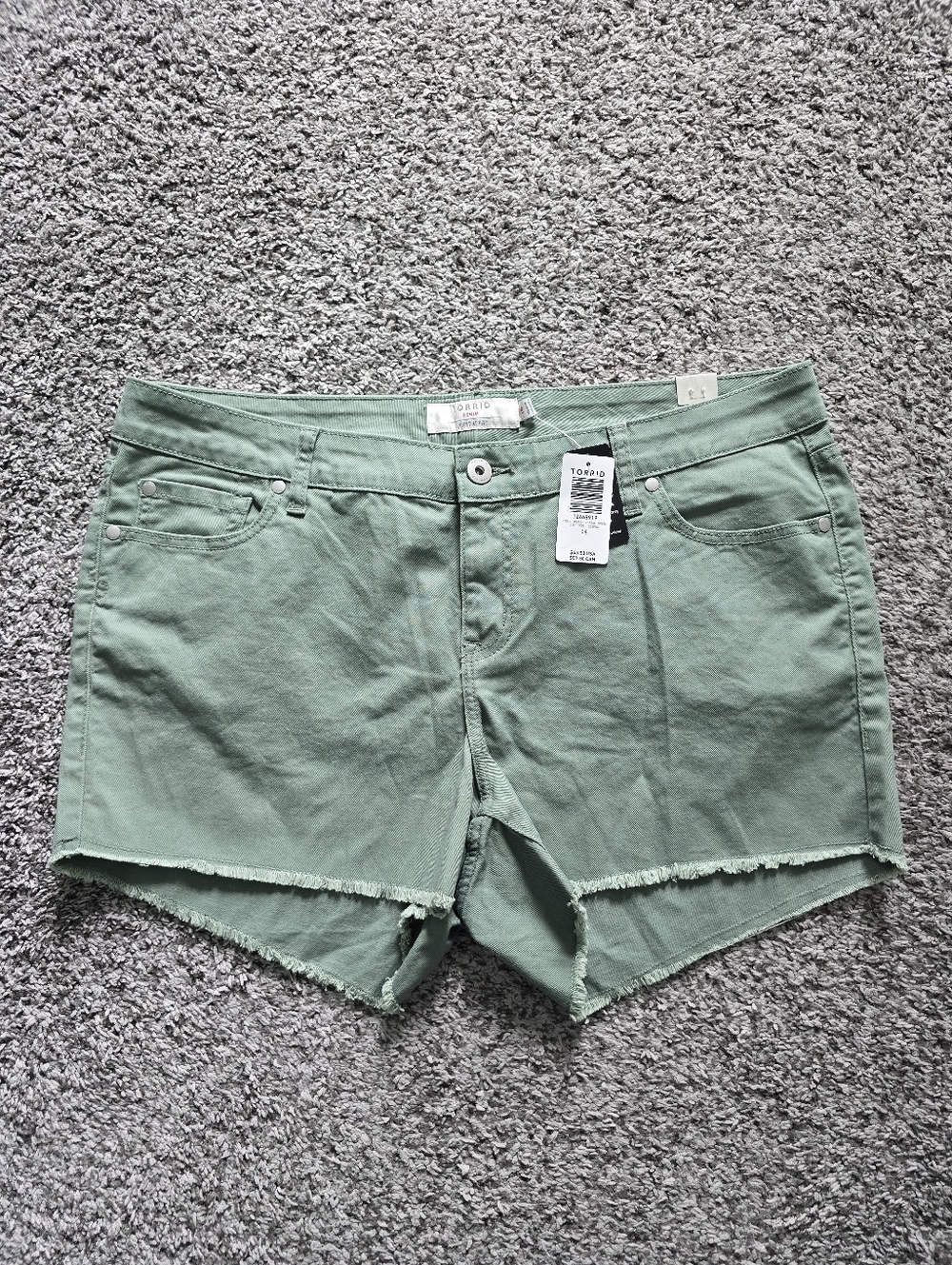 Torrid Mid Rise Denim Shorts Agave Green Size 16